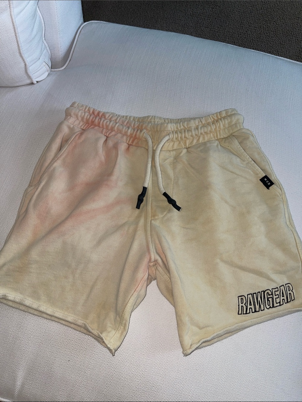 RAWGEAR Men's Cream Tie-Dye Drawstring Shorts